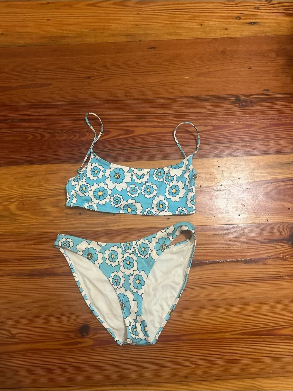 triangl swimwear Blue White Floral Bikini Set